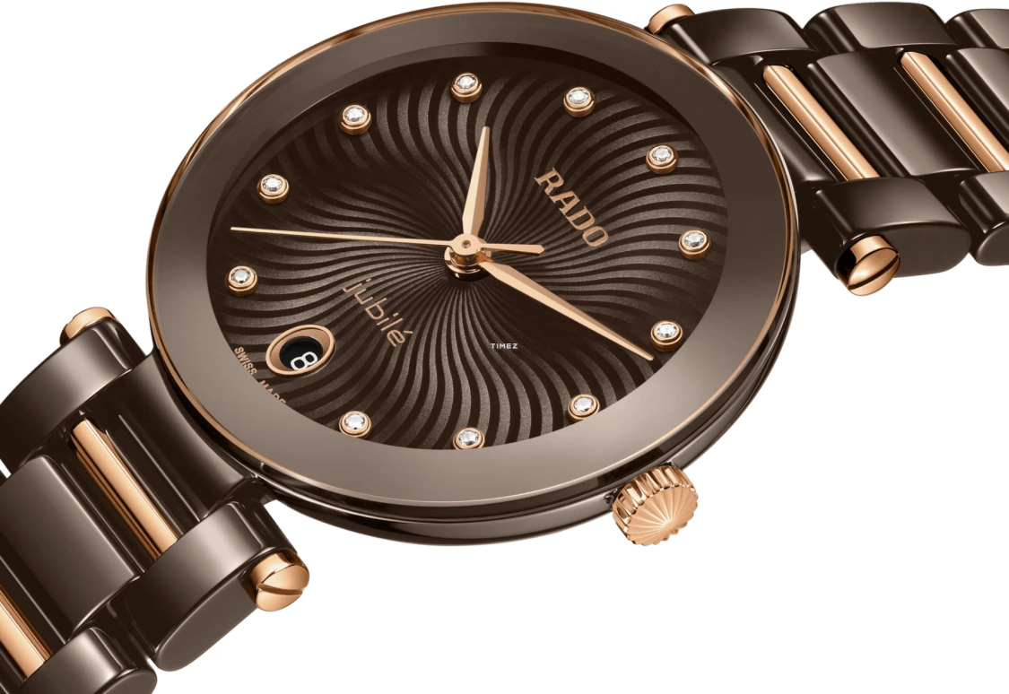 Rado,Coupole 31mm,31mm,Ceramic,Brown,Quartz,Day,In-house Caliber,R22242703