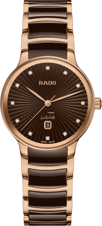 Rado,Centrix 30.50mm,30.50mm,Stainless Steel,Ceramic,Brown,Coffee,Quartz,Day,In-house Caliber,R30024732