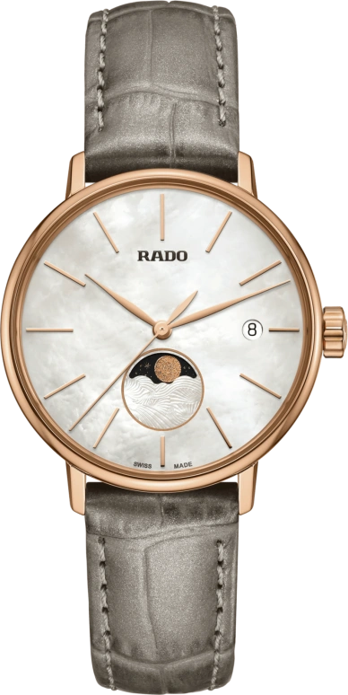 Rado,Coupole 34mm,34mm,Stainless Steel,White,Quartz,Moonphase,Day,R22885945