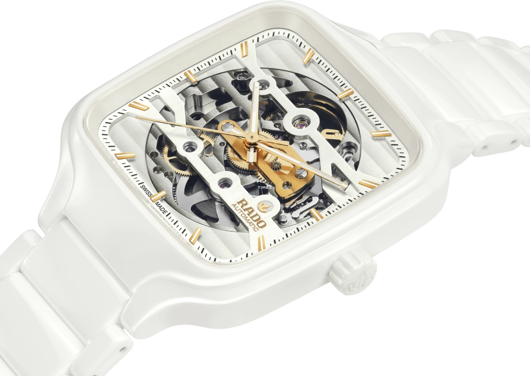 Rado,True Square 38mm,38mm,Titanium Gold,Cermet,Skeleton,Automatic,Rectangular,White,R27126012
