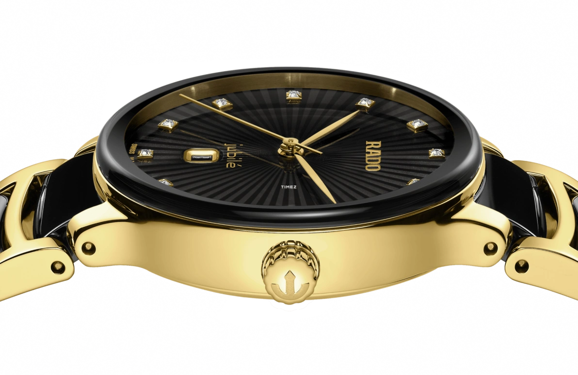 Rado,Centrix 30.50mm,30.50mm,Stainless Steel,Ceramic,Black,Quartz,Day,In-house Caliber,R30025742