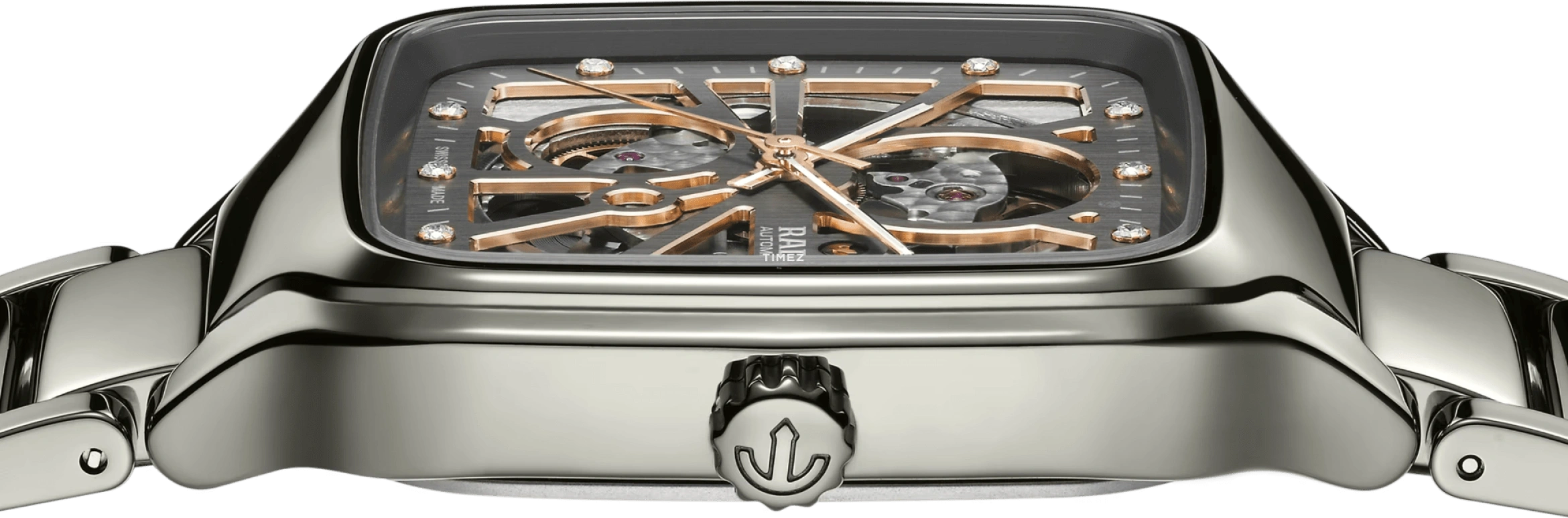 Rado,True Square 38mm,38mm,Ceramic,Titanium,Green,Rose Gold,Grey,Automatic,In-house Caliber,Sapphire,Crystal Glass,R27083712