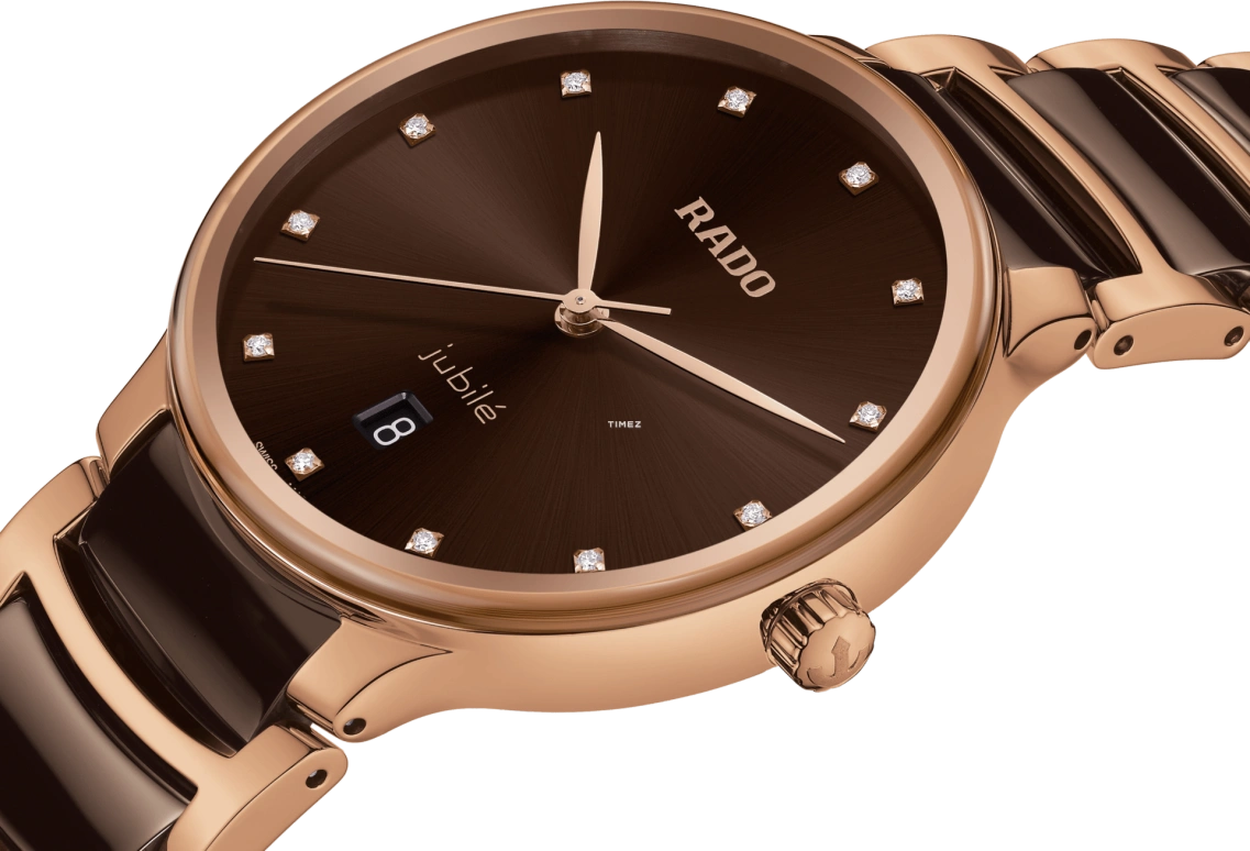 Rado,Centrix 39.50mm,39.50mm,Stainless Steel,Brown,Quartz,Day,Sapphire,Crystal Glass,R30023732