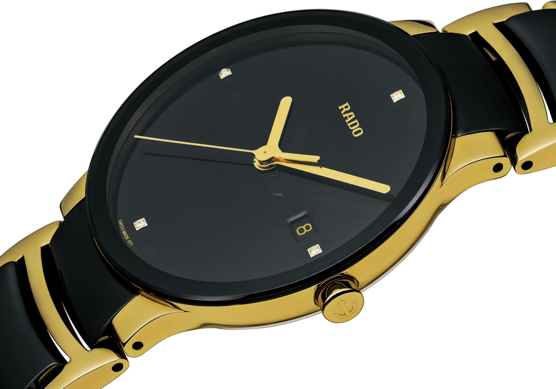 Rado,Centrix 38mm,38mm,Stainless Steel,Black,Quartz,Day,In-house Caliber,R30929712