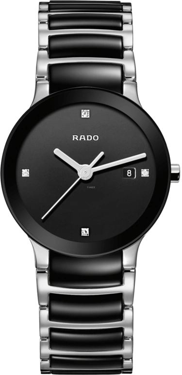 Rado,Centrix 28mm,28mm,Stainless Steel,Black,Quartz,Day,In-house Caliber,R30935712