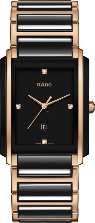 Rado,Integral 31x41.10mm,31x41.10mm,Stainless Steel,Ceramic,Black,Quartz,Day,In-house Caliber,R20207712