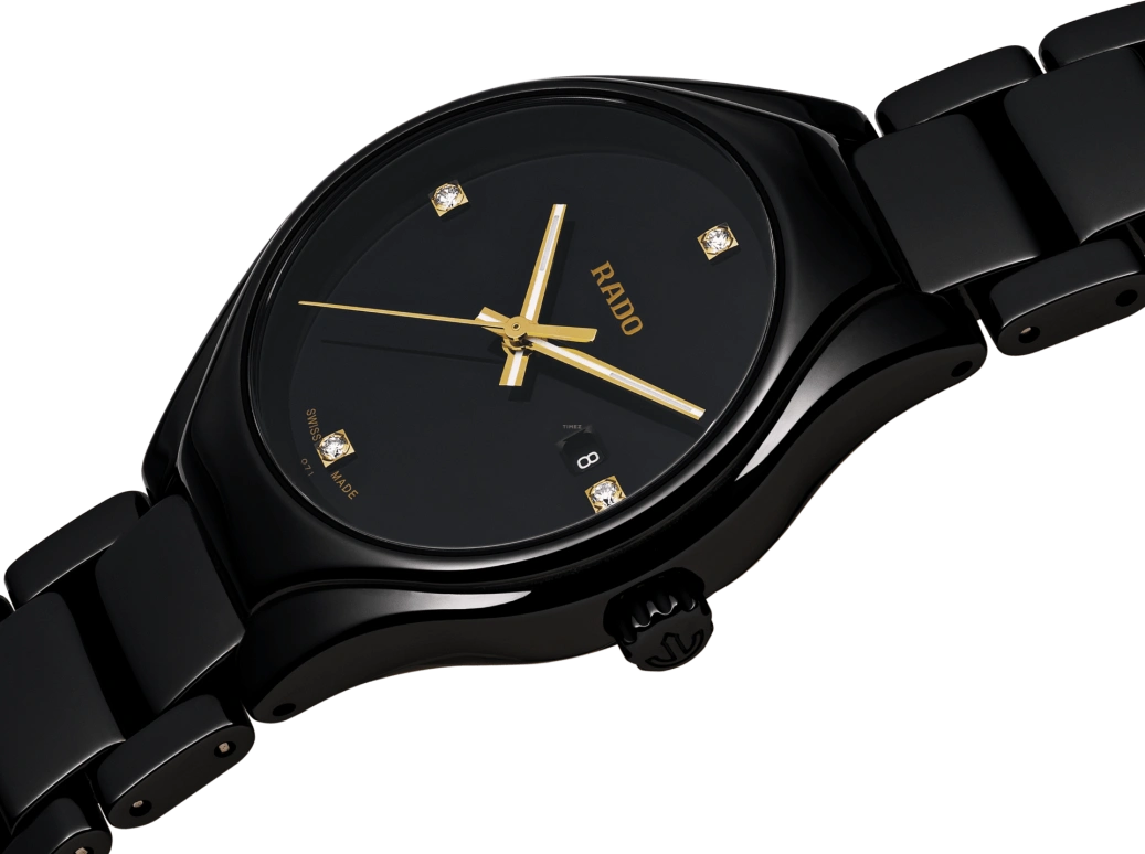 Rado,True Round 30mm,30mm,Ceramic,Black,Quartz,Day,In-house Caliber,R27059712