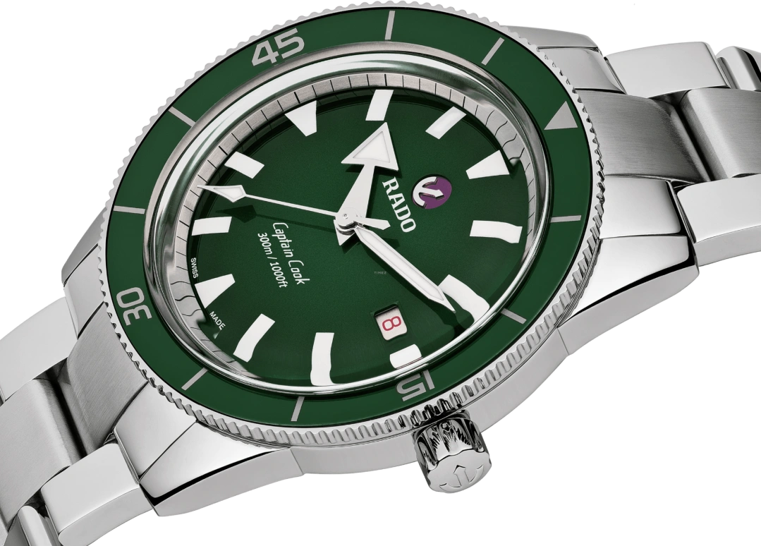 Rado,Captain Cook 42mm,42mm,Ceramic,Stainless Steel,Green,Automatic,Date,Anti-magnetic,R32105313