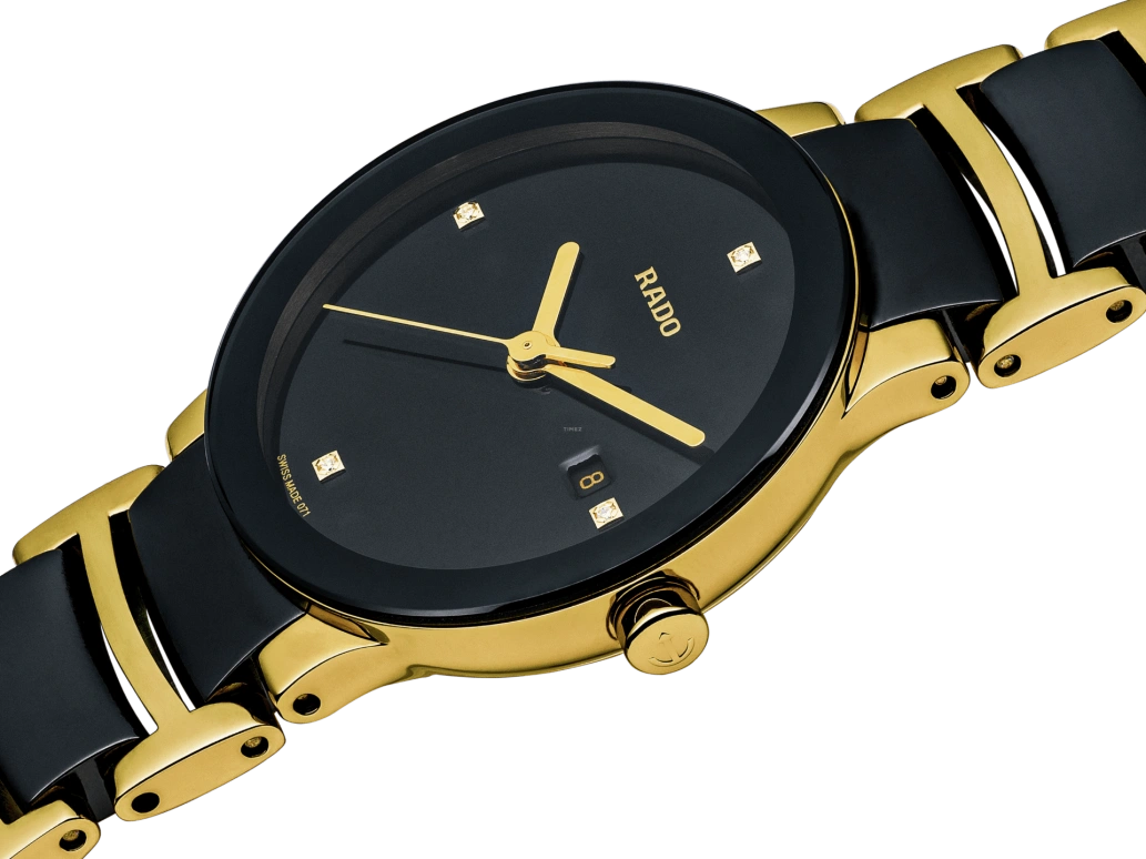 Rado,Centrix 28mm,28mm,Stainless Steel,Black,Quartz,Day,In-house Caliber,R30930712