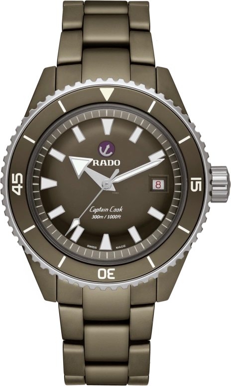 Rado,Captain Cook 43mm,43mm,Ceramic,Olive Green,Automatic,Day,80hours,R32130312