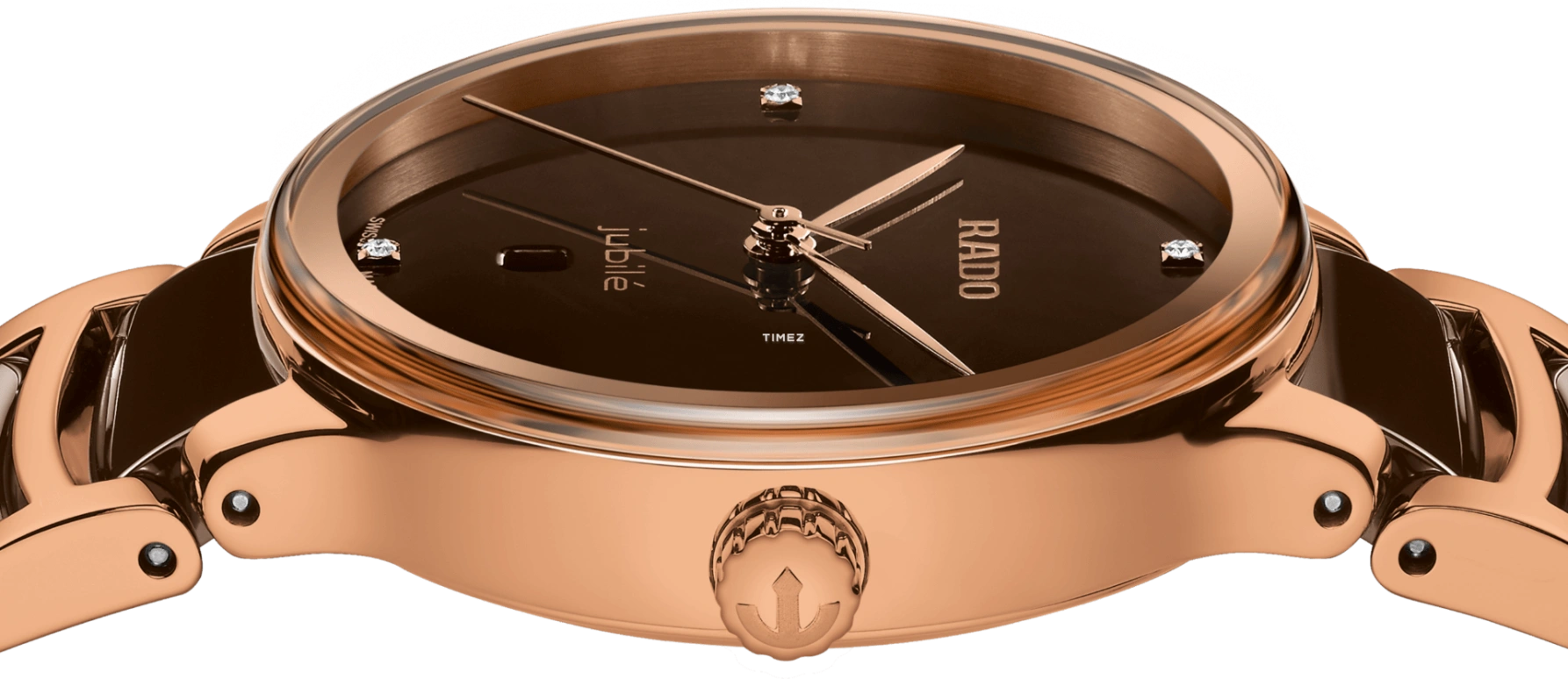 Rado,Centrix 30.50mm,30.50mm,Stainless Steel,Brown,Coffee,Quartz,Day,In-house Caliber,R30024712