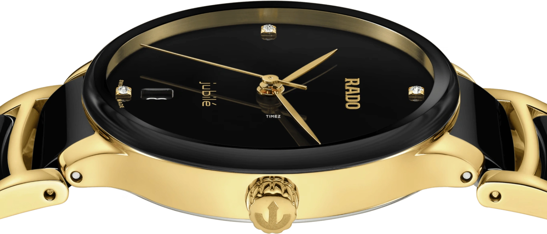 Rado,Centrix 34mm,34mm,Stainless Steel,Black,Quartz,Day,In-house Caliber,R30039712