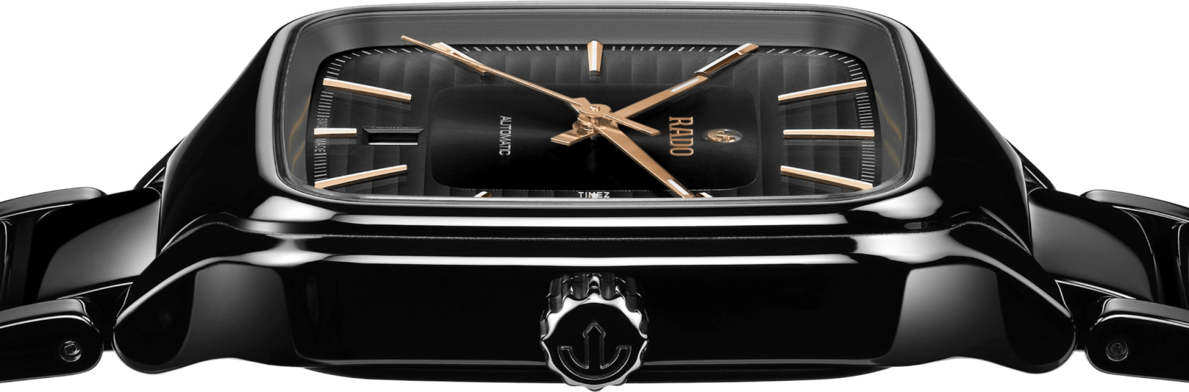 Rado,True Square 38mm,38mm,Cermet,Black,Automatic,Day,Sapphire,Crystal Glass,R27078172