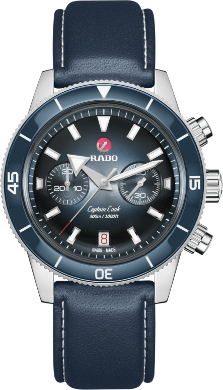 Rado,Captain Cook 43mm,43mm,Stainless Steel,Blue,Automatic,Chronograph,Day,R32145208