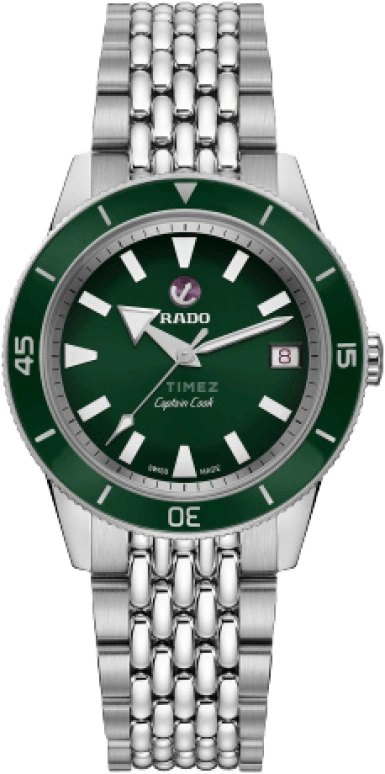 Rado,Captain Cook 37.30mm,37.30mm,Stainless Steel,Green,Automatic,Date,Anti-magnetic,R32500323