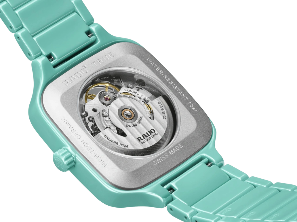 Rado,True Square 38mm,38mm,Ceramic,Green,Silver,Automatic,In-house Caliber,Sapphire,Crystal Glass,R27176712