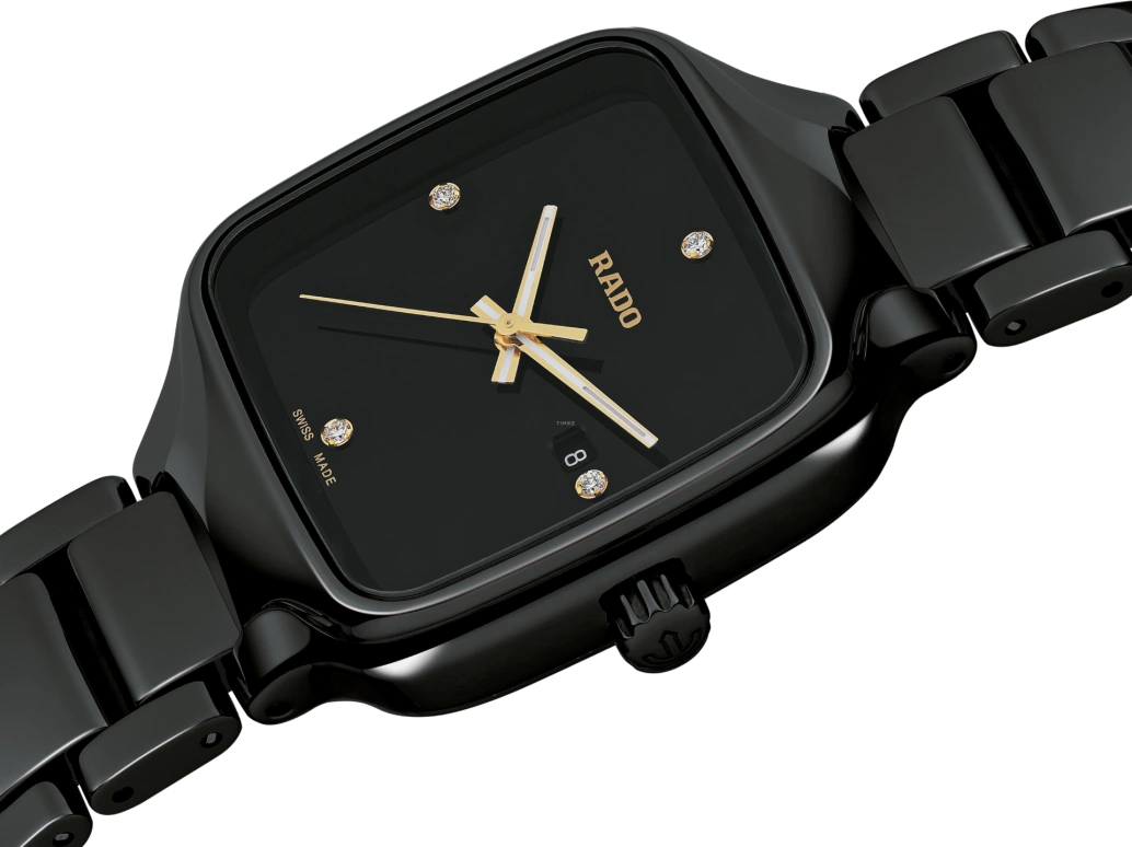 Rado,True Square 29x34.30mm,29x34.30mm,Ceramic,Black,Quartz,Day,In-house Caliber,R27080722