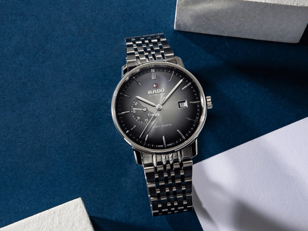 Rado,Coupole 41mm,41mm,Stainless Steel,Black,Grey,Automatic,Day,Power Reserve Indicator,R22878163