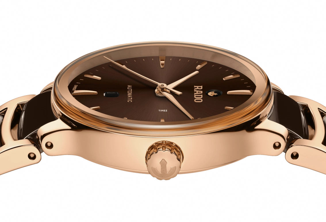 Rado,Centrix 30.50mm,30.50mm,Stainless Steel,Brown,Automatic,Day,Sapphire,Crystal Glass,R30019302
