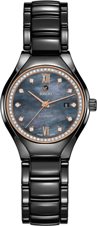 Rado,True Round 30mm,30mm,Ceramic,Black,Automatic,Day,In-house Caliber,R27242852