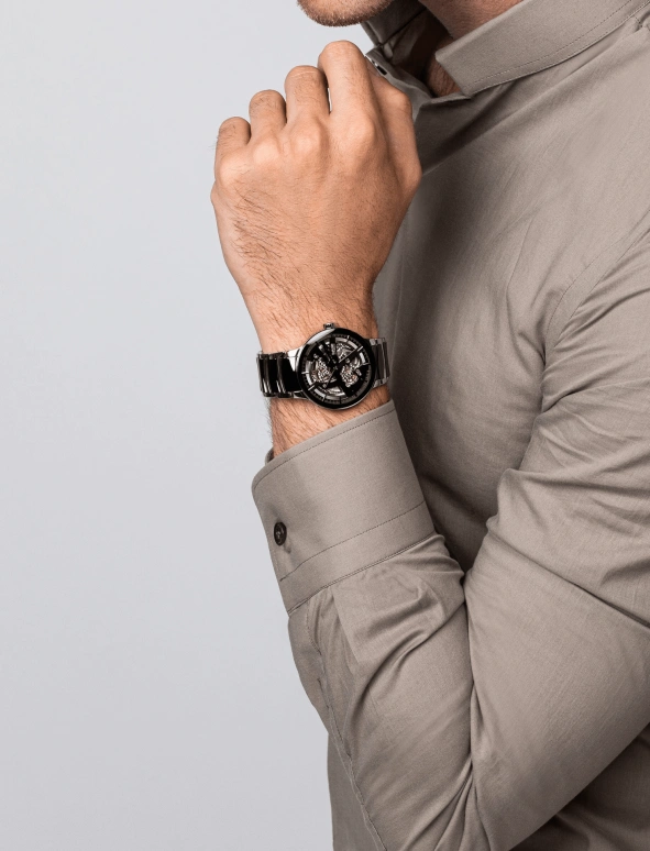 Rado,Centrix 38mm,38mm,Stainless Steel,Black,Skeleton,Automatic,80hours,In-house Caliber,R30178152