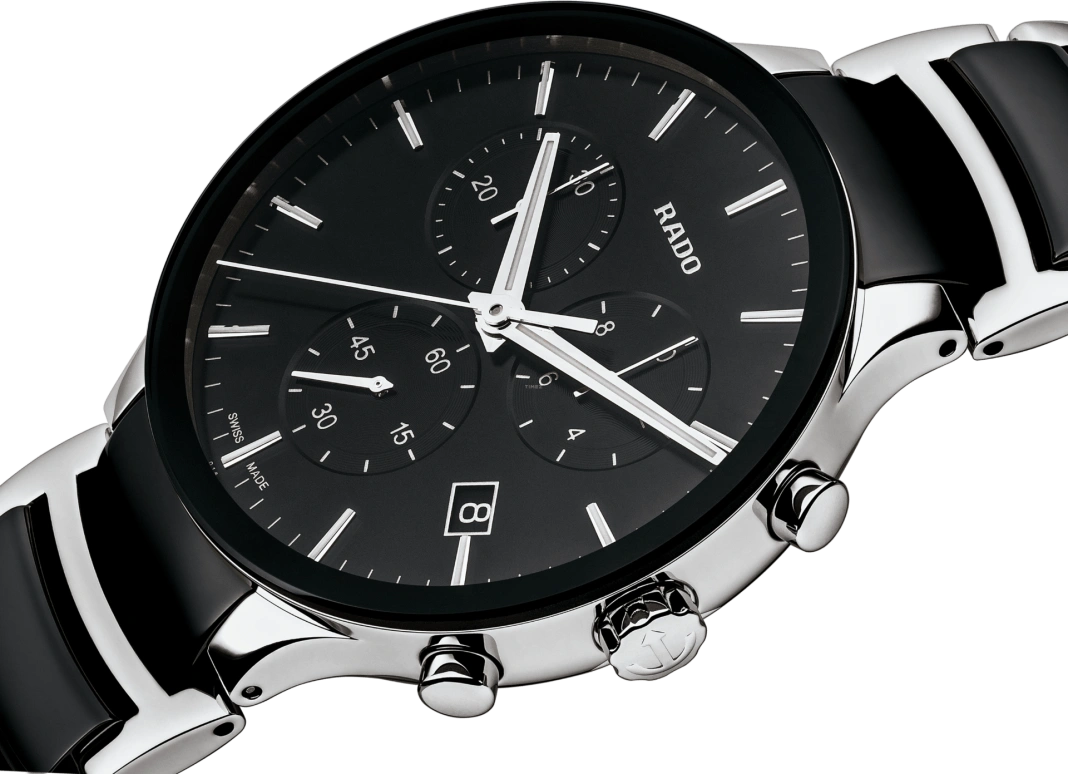 Rado,Centrix 40mm,40mm,Stainless Steel,Black,Quartz,Chronograph,Day,R30130152