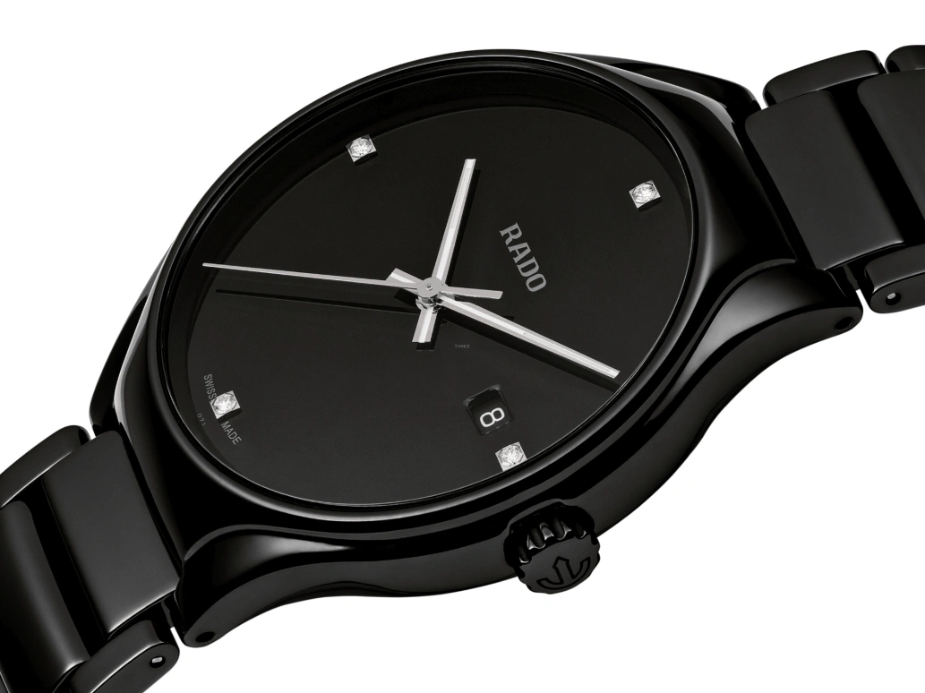 Rado,True Round 40mm,40mm,Ceramic,Black,Quartz,Day,In-house Caliber,R27238722