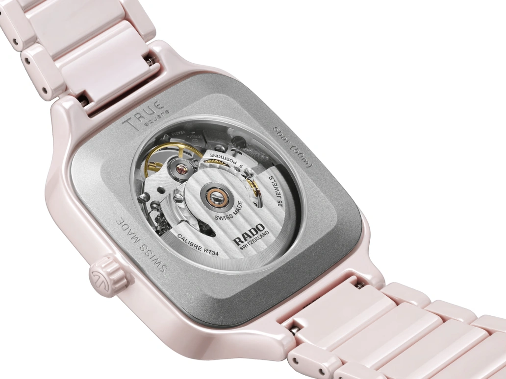 Rado,True Square 38mm,38mm,Ceramic,Pink,Automatic,In-house Caliber,Sapphire,R27123012