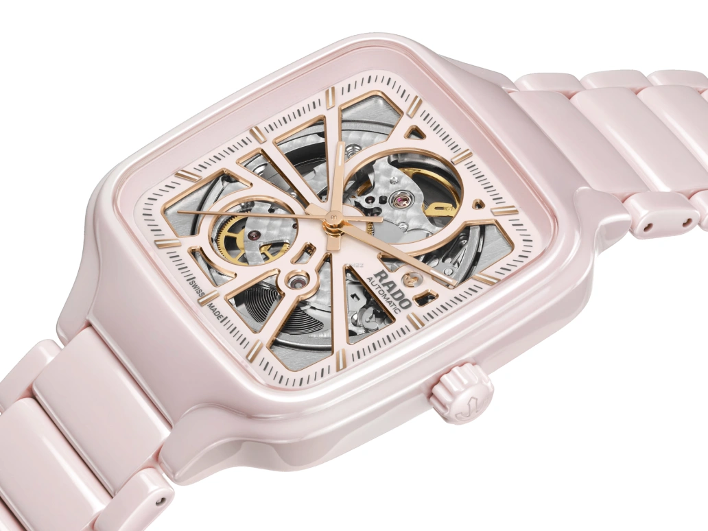 Rado,True Square 38mm,38mm,Ceramic,Pink,Automatic,In-house Caliber,Sapphire,R27123012