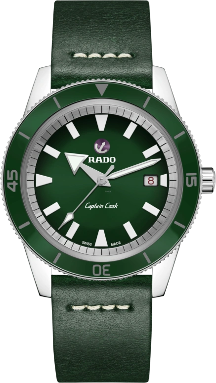 Rado,Captain Cook 42mm,42mm,Ceramic,Stainless Steel,Green,Automatic,Date,Anti-magnetic,R32505318