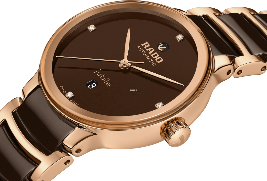 Rado,Centrix 30.50mm,30.50mm,Stainless Steel,Brown,Automatic,Day,Sapphire,Crystal Glass,R30019712