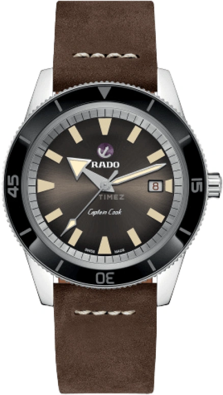 Rado,Captain Cook 42mm,42mm,Ceramic,Stainless Steel,Brown,Automatic,Date,Anti-magnetic,R32505305