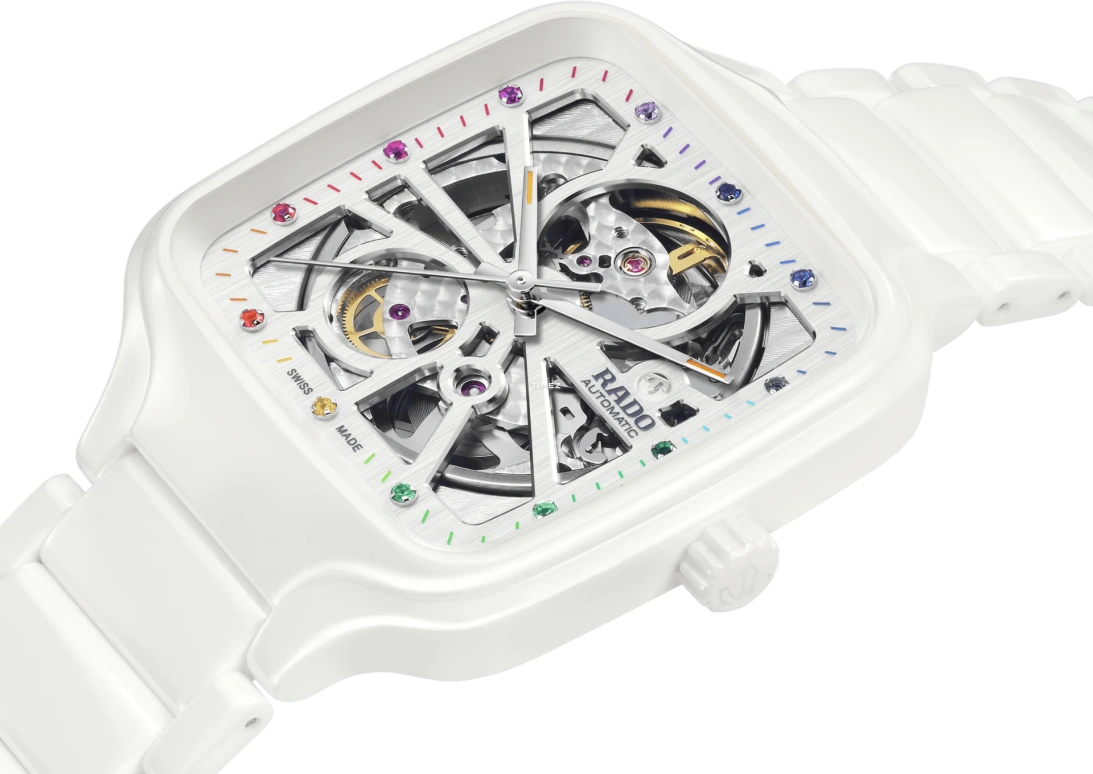 Rado,True Square 38mm,38mm,Ceramic,White,Automatic,In-house Caliber,Sapphire,Crystal Glass,R27073712
