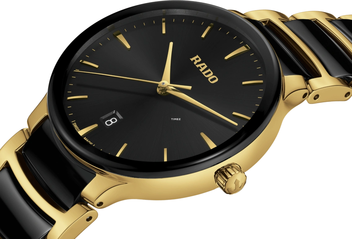 Rado,Centrix 39.50mm,39.50mm,Stainless Steel,Black,Quartz,Day,Sapphire,Crystal Glass,R30022152