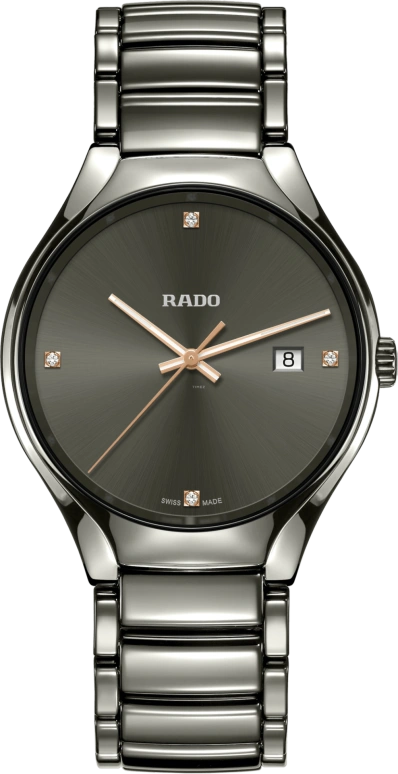 Rado,True Round 40mm,40mm,Ceramic,Black,Quartz,Day,In-house Caliber,R27239712