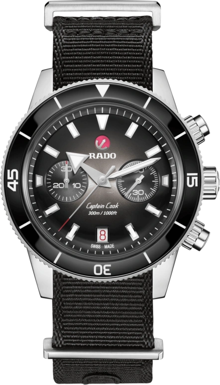Rado,Captain Cook 43mm,43mm,Stainless Steel,Black,Automatic,Chronograph,Day,R32145158