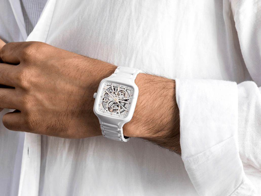 Rado,True Square 38mm,38mm,Ceramic,White,Skeleton,Automatic,80hours,In-house Caliber,R27073702