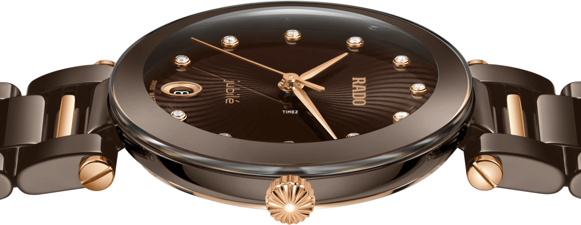 Rado,Coupole 31mm,31mm,Ceramic,Brown,Quartz,Day,In-house Caliber,R22242703