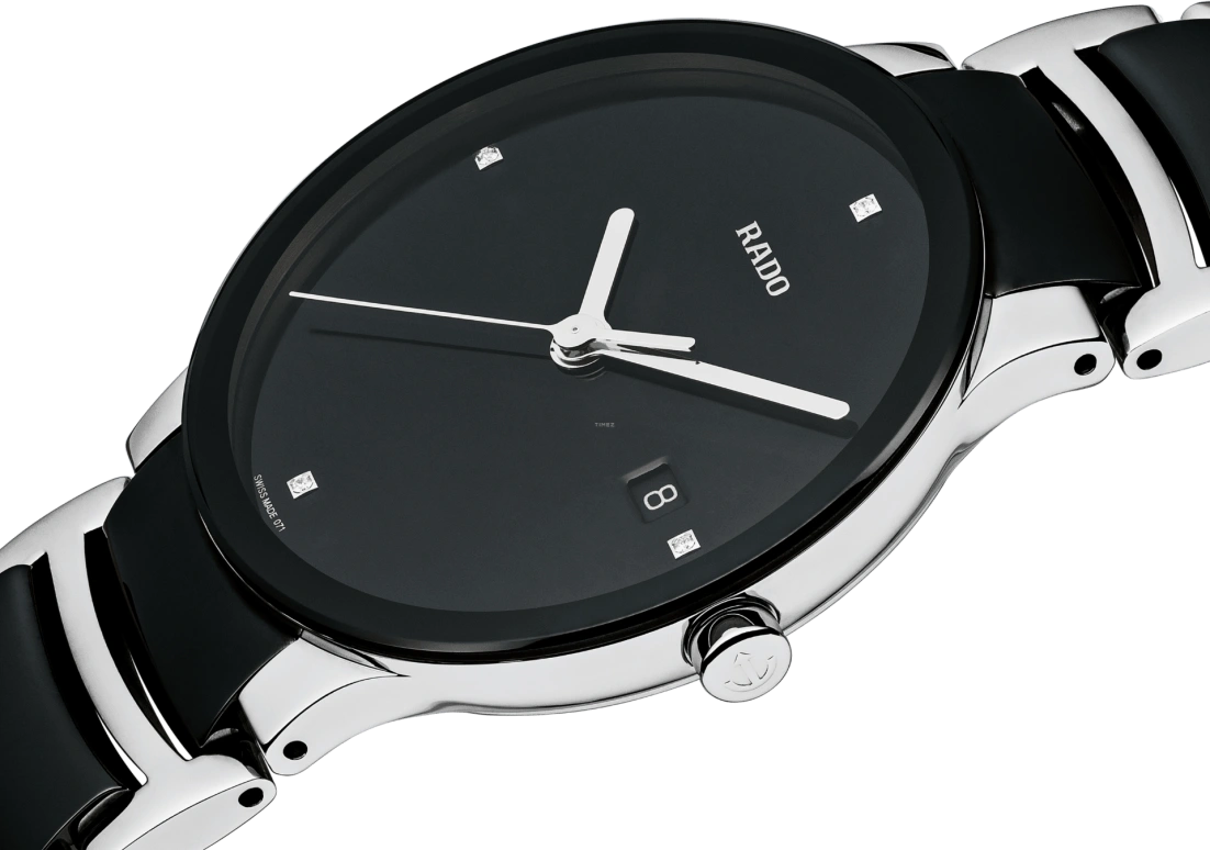 Rado,Centrix 38mm,38mm,Stainless Steel,Black,Quartz,Day,In-house Caliber,R30934712