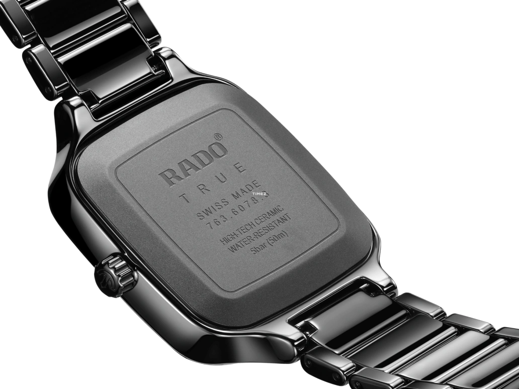 Rado,True Square 38mm,38mm,Cermet,Black,Automatic,Day,Sapphire,Crystal Glass,R27078172