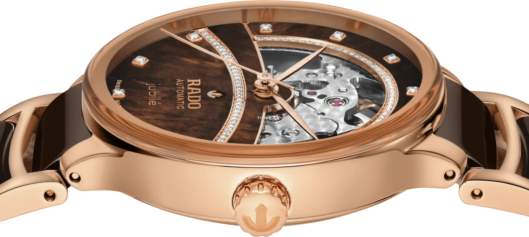 Rado,Centrix 35mm,35mm,Stainless Steel,Brown,Automatic,Anti-magnetic,In-house Caliber,R30029942