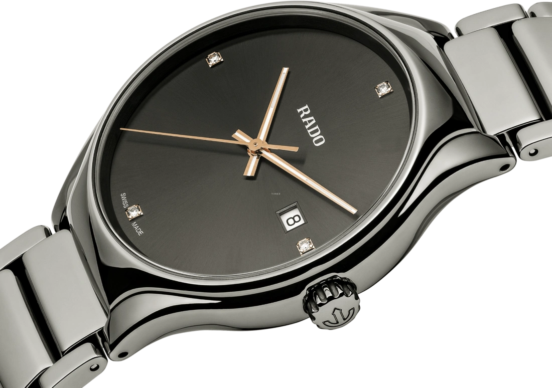 Rado,True Round 40mm,40mm,Ceramic,Black,Quartz,Day,In-house Caliber,R27239712