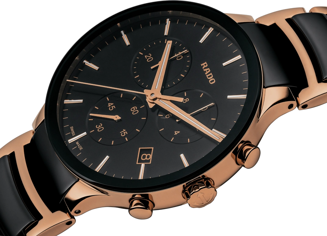 Rado,Centrix 40mm,40mm,Stainless Steel,Black,Quartz,Chronograph,Day,R30187172