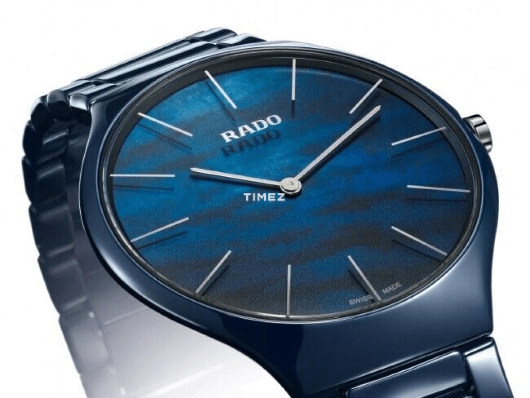 Rado,True Thinline 39mm,39mm,Ceramic,Blue,Quartz,In-house Caliber,Sapphire,Crystal Glass,R27005902