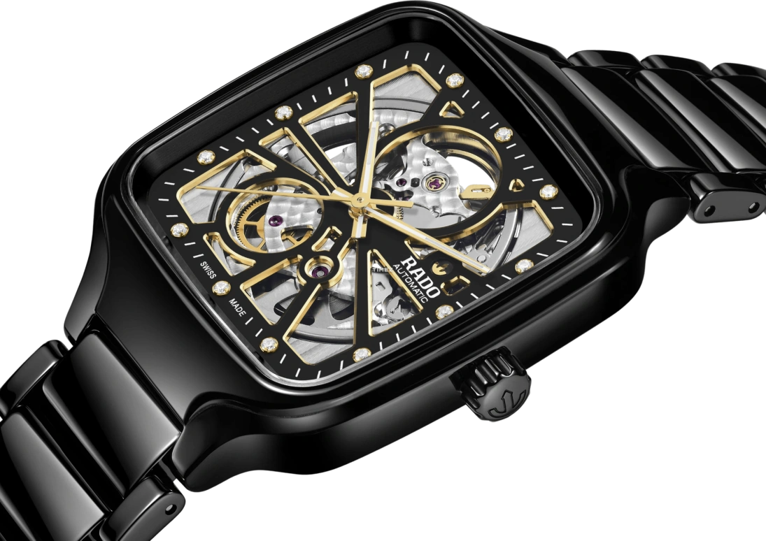 Rado,True Square 38mm,38mm,Titanium,Ceramic,Black,Yellow,Automatic,In-house Caliber,Sapphire,Crystal Glass,R27086712