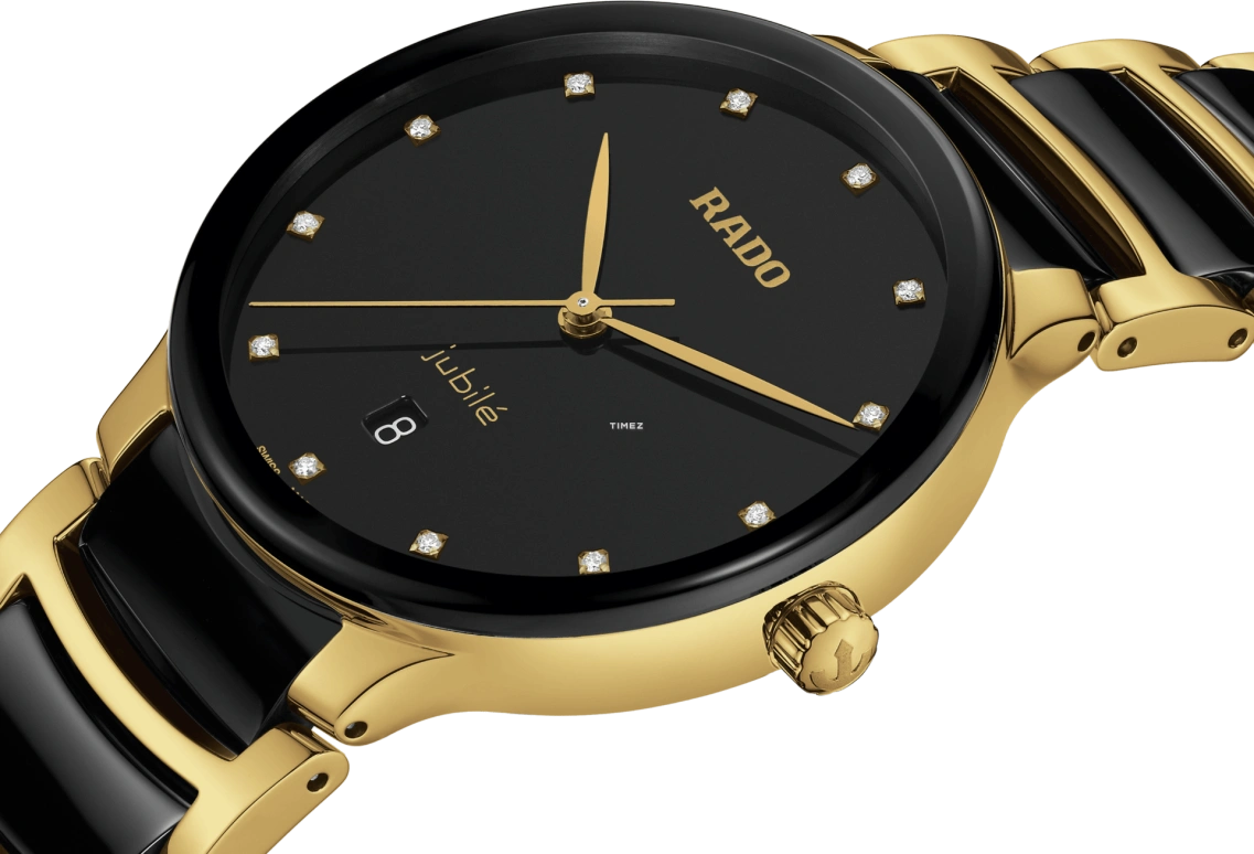 Rado,Centrix 39.50mm,39.50mm,Stainless Steel,Black,Quartz,Day,Sapphire,Crystal Glass,R30022742