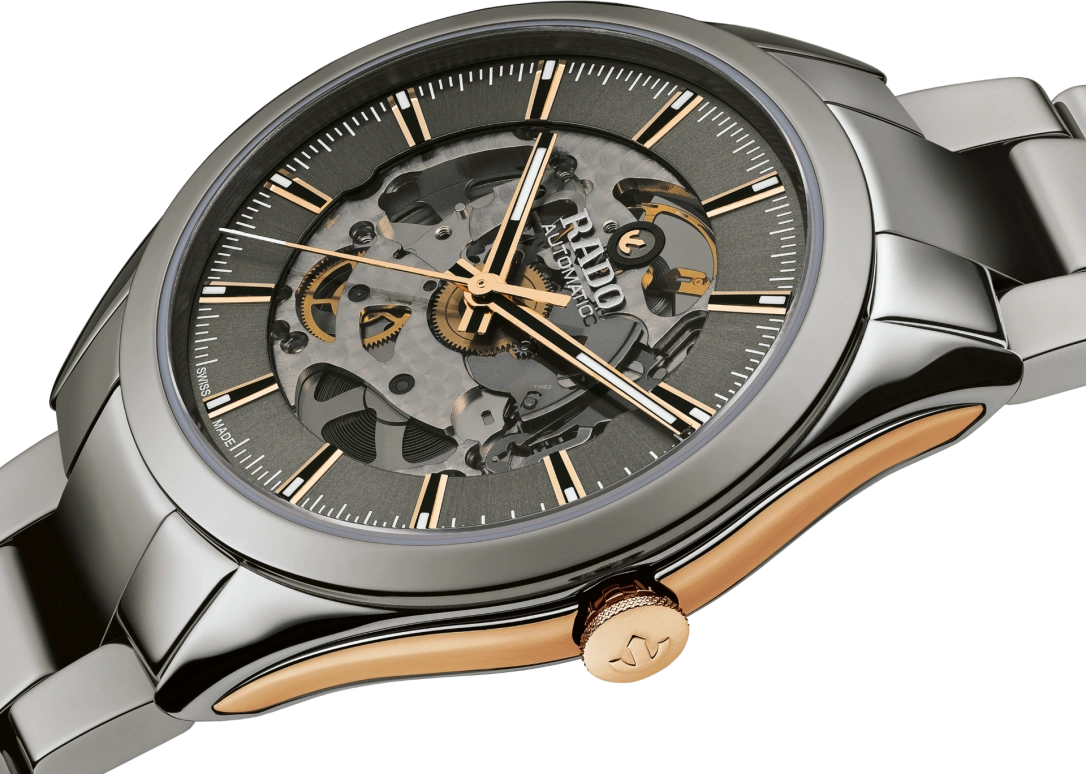 Rado,HyperChrome 42mm,42mm,Ceramic,Stainless Steel,Grey,Transparent,Automatic,80hours,In-house Caliber,R32021102