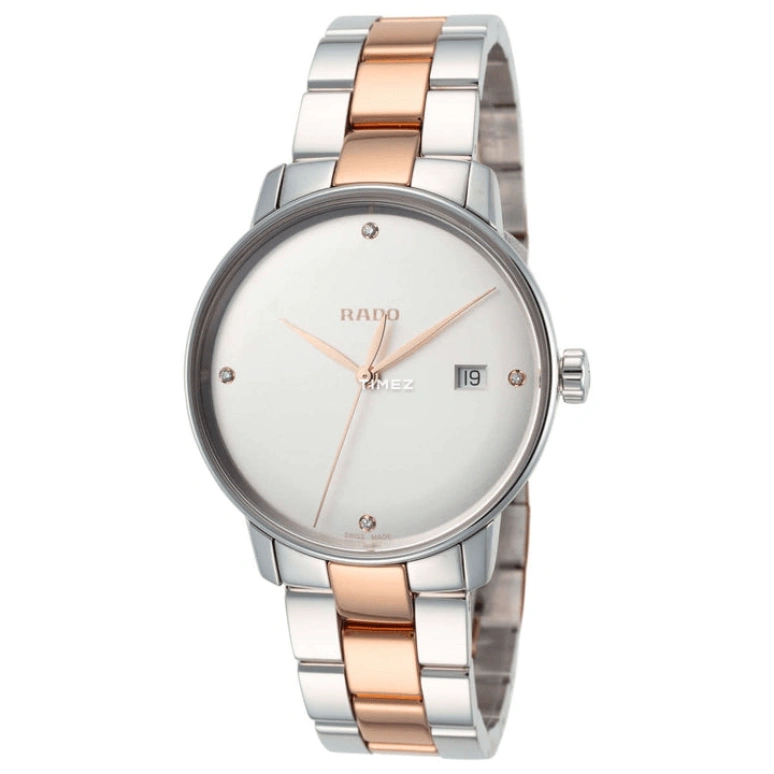 Rado,Coupole 37.70mm,37.70mm,Stainless Steel,White,Quartz,Day,Sapphire,R22864722