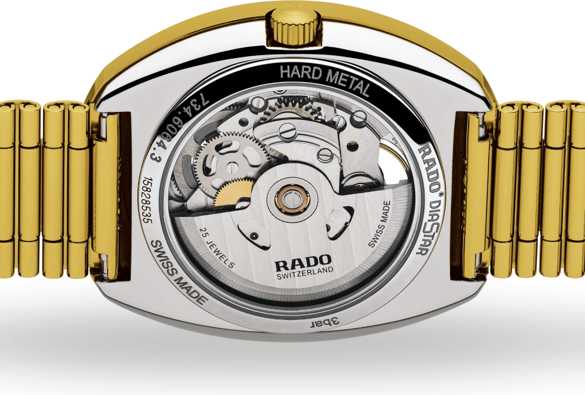 Rado,The Original 35mm,35mm,Stainless Steel,Gold,Skeleton,Automatic,In-house Caliber,Sapphire,Crystal Glass,R12064253