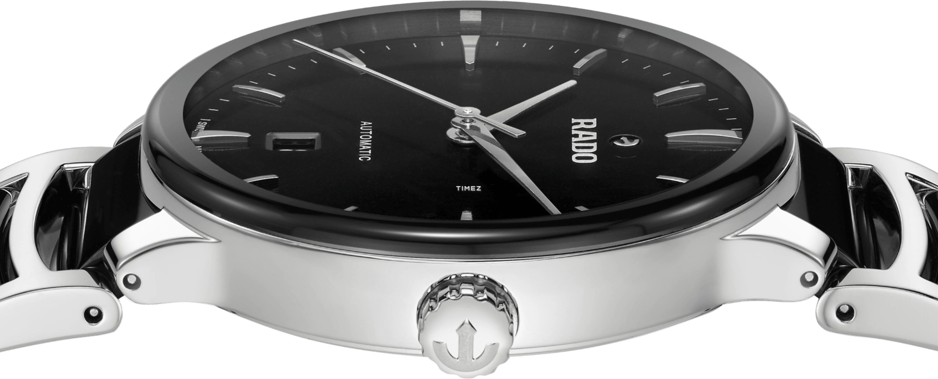 Rado,Centrix 39.50mm,39.50mm,Stainless Steel,Black,Automatic,Day,Sapphire,R30018152